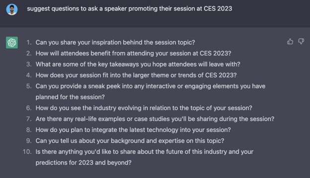 ChatGPT Speaker Questions